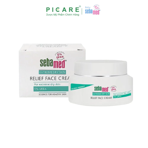 Kem dưỡng ẩm dành cho da khô, nhạy cảm Sebamed Extreme Dry Skin Relief Face Cream 5% Urea 50ml