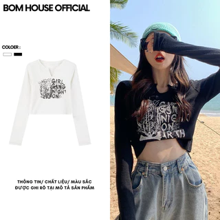 Áo Croptop Nữ Dài Tay Ôm Body GIRL Chất Thun Borip Mềm Mịn Bomhouse