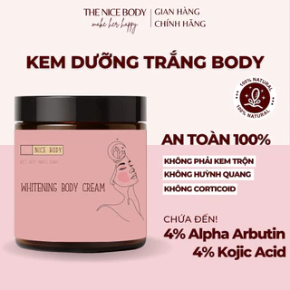 Kem Body Dưỡng Trắng Da CHUẨN KHOA HỌC Dạng Sữa Chứa 4% Alpha Arbutin Và 4% Kojic Acid Thấm Nhanh, Không Nhờn Rít