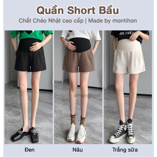 Quần Short Bầu | Chất Chéo Nhật, Co giãn nhẹ, Có chun chỉnh - Size S/M/L/XL/XXL