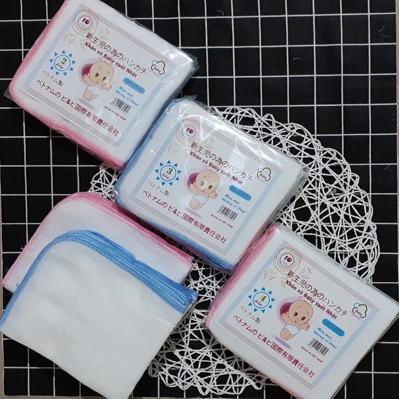 khăn sữa xô trắng Việt Nam xuất Nhật ( túi 10 khăn) loại dày xịn đẹp