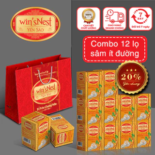 Combo 12 lọ Yến sào win'sNest Tổ yến chưng sẵn 20% nhân sâm ít đường 70ml/lọ