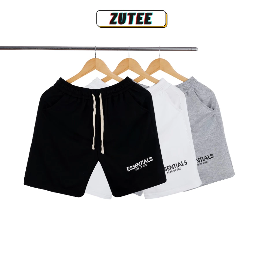 Quần short unisex in logo essential phong cách Hàn Quốc nam nữ mặc cực chât