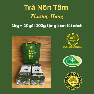 Trà Nõn Tôm Thượng Hạng Thái Nguyên 1kg 10 gói 100g tặng kèm túi Trà Tâm Thái Trà  Nõn Tôm Tân Cương 1kgNTTH+túi
