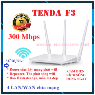 [BẢN ENGLISH] Bộ phát Wifi 3 râu Tenda F3 bộ thu phát wifi không dây chuẩn tốc độ 300Mbps, Cục kích sóng Wifi (Hàng Cũ)
