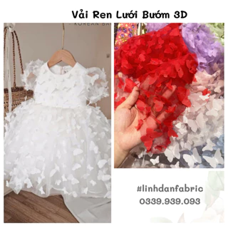 Vải ren lưới bướm 3D dùng may đầm công chúa, trang trí, chụp ảnh, làm phụ kiện handmade