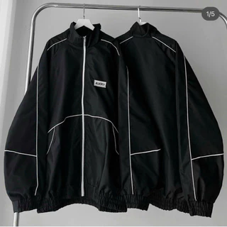 Áo khoác dù cao cấp Jacket tag thêu 4LUCK - chất dù 2 lớp from rộng unisex phối viền trắng có túi bên trong cá tính cool