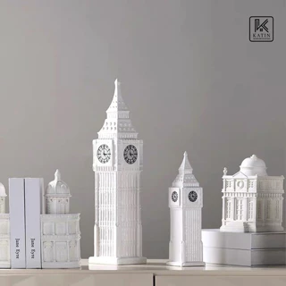 Đồ trang trí phòng khách phong cách hiện đại mô hình BIGBEN WHITE decor tủ phòng khách, tủ sách kệ tivi- KATIN