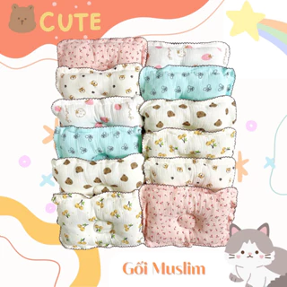 Gối Xô Sơ Sinh Boona, Gối Lõm Chống Méo Đầu Xô Muslin Ruột Bông Tự Nhiên 25x35cm