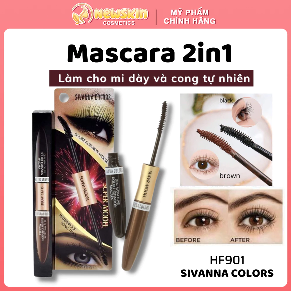 Mascara Hai Đầu Nối Mi Sivanna Colors Super Model Waterproof Long Thick HF901