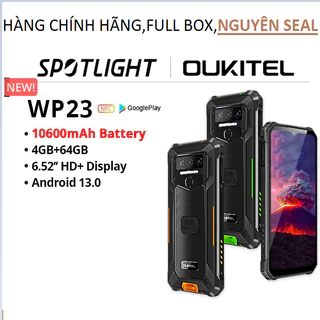 Điện thoại oukitel wp23 ( chống nước,chống va đập,pin 10600mAh,Ram 4Gb.Rom 64Gb,màn hình 6.52 inch,mạng 2,3,4G)