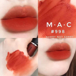 (Unbox) Son Kem MAC 998 Sorry Not Sorry Màu Cam Cháy - Powder Kiss Liquid