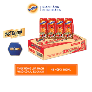 Thùng 48 hộp Thức uống lúa mạch gấp đôi Canxi hương vị sô-cô-la Ovaltine (180ml x 48)