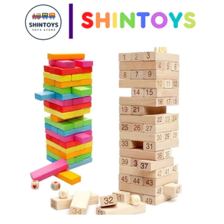 Đồ chơi rút gỗ loại to 48 thanh, loại gỗ màu hoặc số cho bé Shintoys