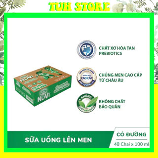 [THÙNG 48 CHAI]NuVi Sữa Chua Uống Lên Men Chai 100ml-TUH