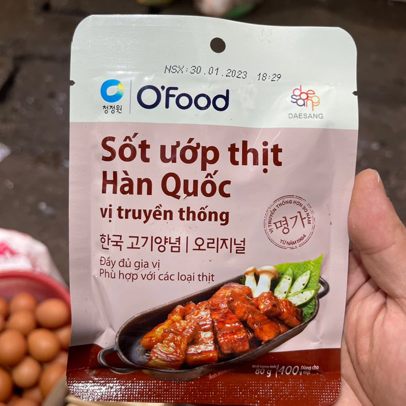 Sốt ướp thịt Hàn Quốc OFood gói 80g, giúp thị mềm, ngọt, thơm dậy vị dùng cho 400g thịt