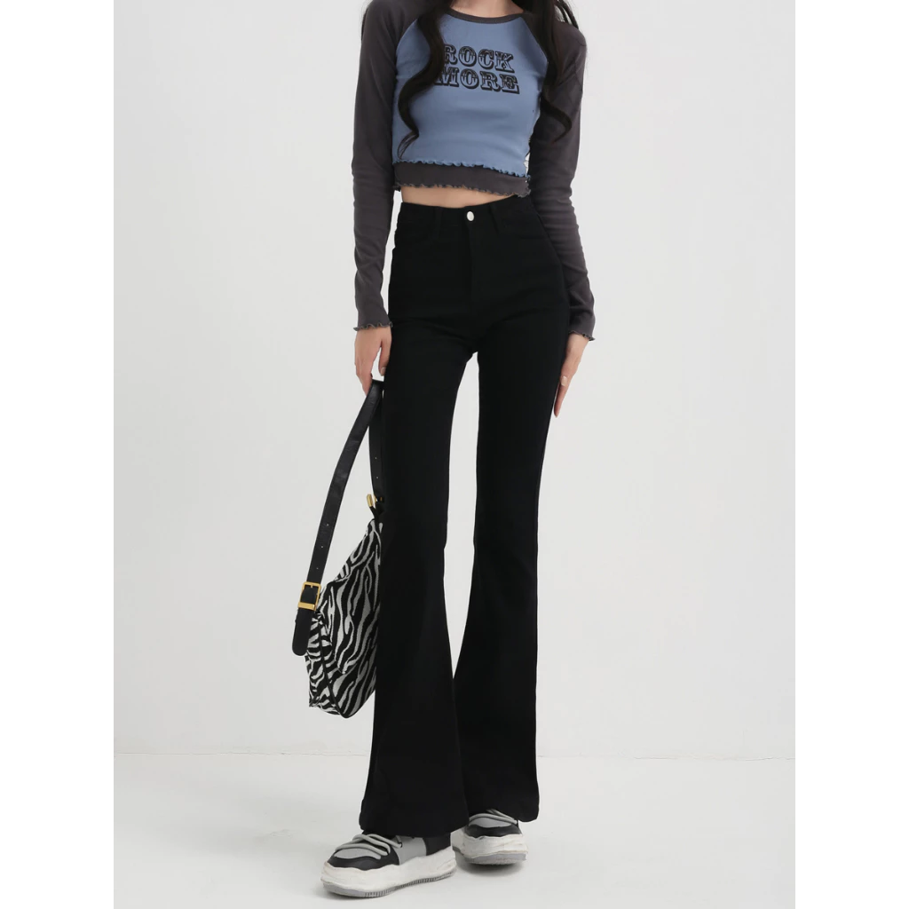 Quần jean nữ ống loe lưng cao dáng ôm skinny ST05