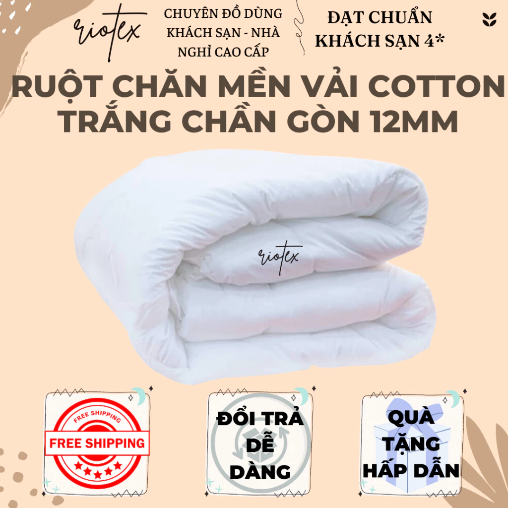 Ruột chăn mền cao cấp Riotex màu trắng- KT: 1m6x2m/1m8x2m/2mx2m2/2m2x2m4