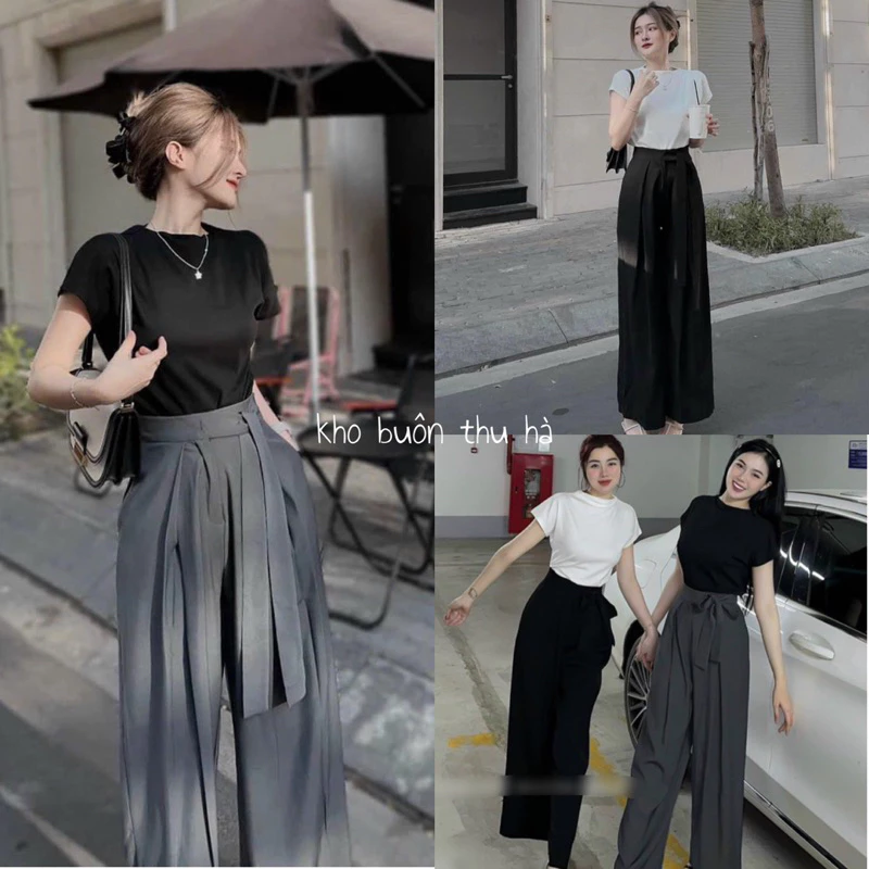 Quần ống rộng nữ buộc dây lơ cực hót. chất lụa nhật cao cấp .mềm mại.mịn,dễ mix đồ (S2)