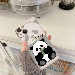 Ốp iphone vuông hình gấu trúc siêu cute 14 Plus/ 14 Pro/ 13/ 12 Pro Max 6 6s Plus 7 Plus 8 Plus xr xsmax e4960