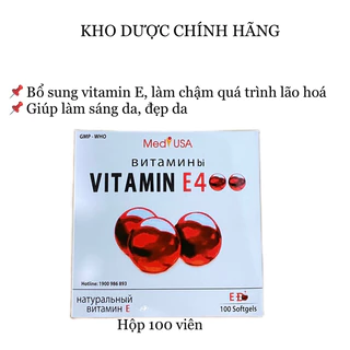 VITAMIN E 400 hộp 100v nang mềm, tinh chất lô hội-Bổ sung chất chống oxy hoá cho cơ thể, hỗ trợ giảm lão hoá, làm đẹp da