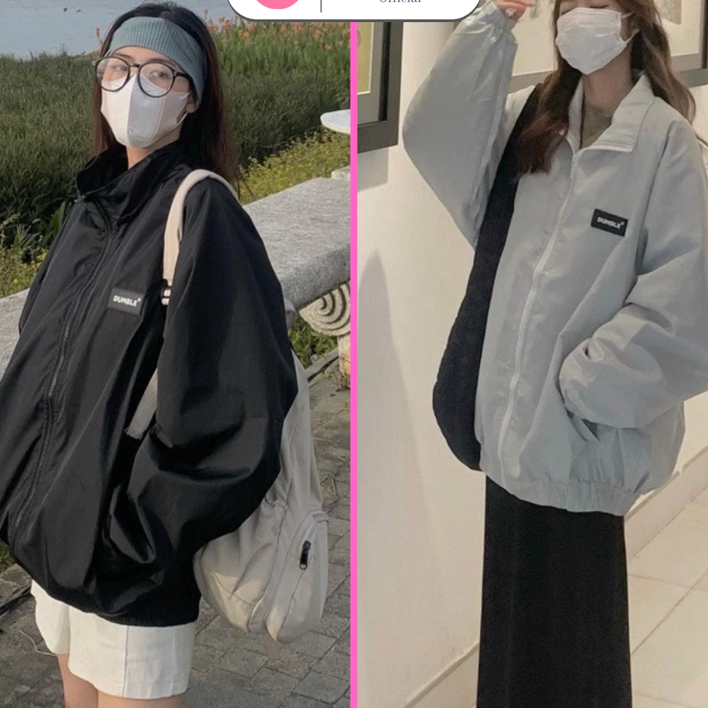 Áo Khoác Dù Dumble Logo thêu trơn Vải Gió 2 Lớp Unisex Form Rộng Nam Nữ