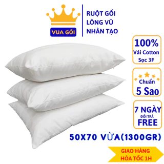 Ruột Gối Nằm Lông Vũ Nhân Tạo Cao Cấp 50x70 Deluxe Pillow  Êm Ái, Kháng Khuẩn Chuẩn Khách Sạn - Loại 1300gr