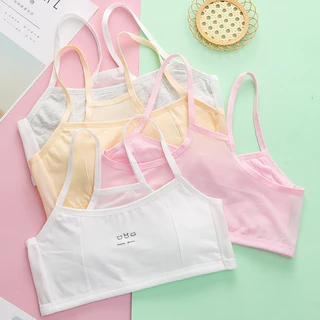 Áo lót lá học sinh cấp 2 cấp 3 dây nhỏ vải cotton lưng áo vải lưới thoáng khí đệm vải kín đáo thoáng mát