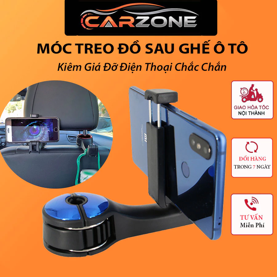 Móc Treo Đồ Sau Ghế Ô Tô Kiêm Giá Đỡ Điện Thoại Tiện Dụng Thiết Kế Mới VERSION 4