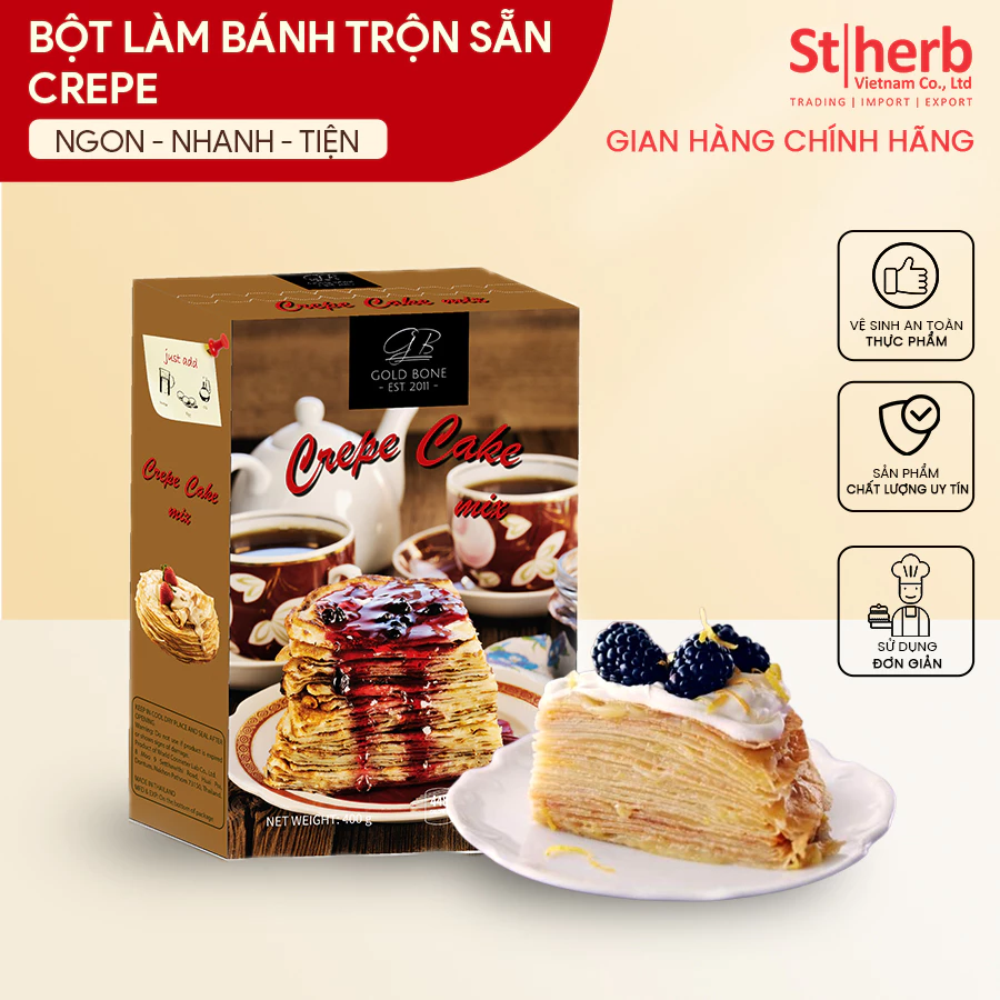 Bột Làm Bánh Crepe Trộn Sẵn Gold Bone 400G (Gold Bone Crepe Cake Mix 400G)