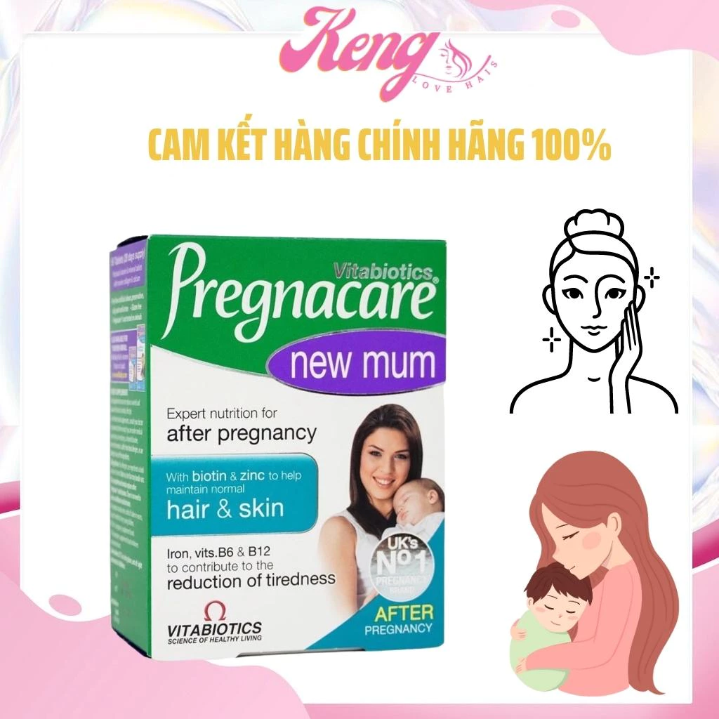 Viên uống đẹp da, chống rụng tóc cho phụ nữ sau sinh cho con bú Pregnacare New Mum 56 viên Anh Quốc