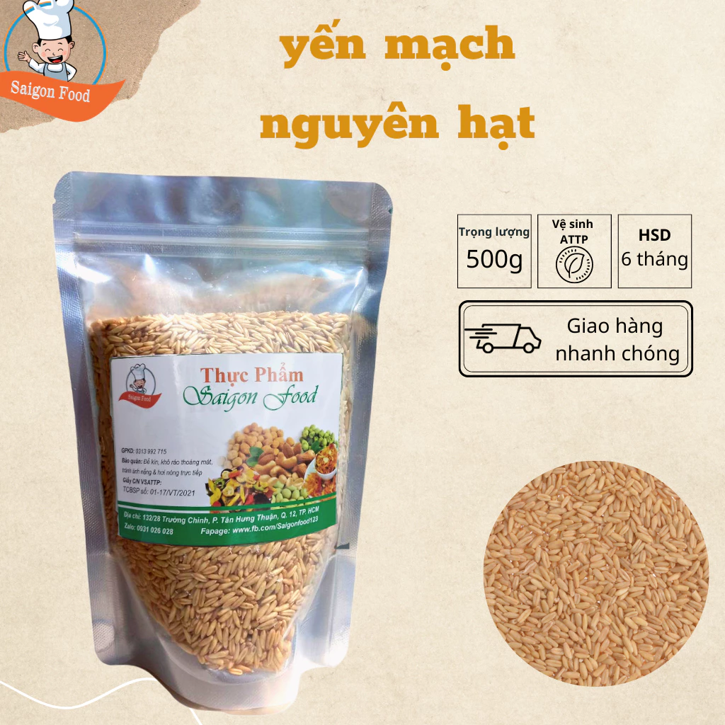 Yến Mạch Nguyên Hạt SAIGONFOOD 500G