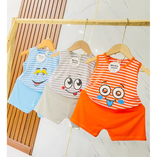 Bộ thun lạnh minky sọc dễ thương cho bé trai và bé gái 7-16kg