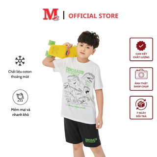 Bộ quần áo trẻ em quần đùi và áo cộc tay cho bé trai họa tiết Dinosaur Thời trang M2 DFM0319
