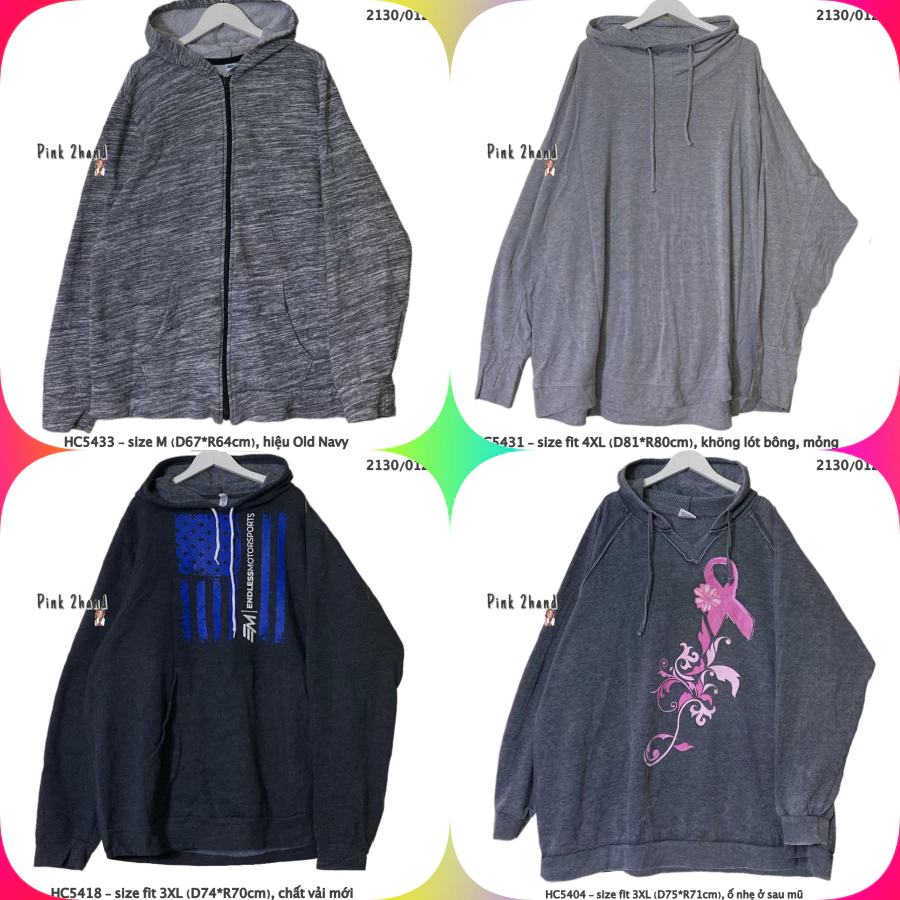 Áo Hoodie 2hand nhập Mỹ Oversize nữ, nam, chất dày, size lớn, form bồng - 040922-1