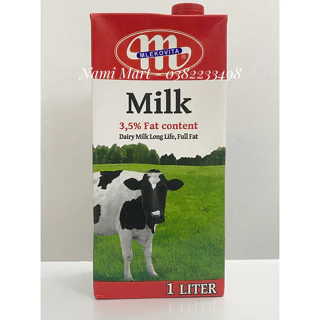Hộp 1L sữa tươi nguyên chất tiệt trùng thương hiệu Mlekovita 3,5% béo từ Ba Lan