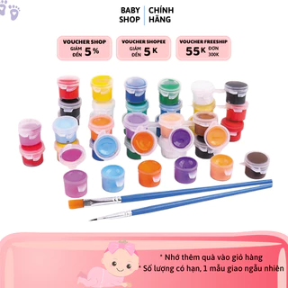 Bộ 6 hộp màu acrylic kèm 01 bút lông thích hợp cho các bạn tô tranh, Bộ 6 màu vẽ sắc nét nhanh khô