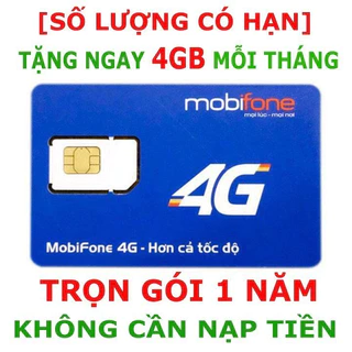 SIM 4G MOBIFONE Trọn Gói 1 Năm MDT250A 4G/Tháng MDT255 3GB/Tháng Không Phải Nạp Tiền Mạng Khỏe Như Mạng Viettel