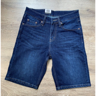 quần short jean nam co giãn màu xanh đậm ống suông hàng vnxk