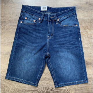 quần short jean nam co giãn màu xanh trung ống suông hàng vnxk