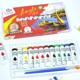 Bộ 12 Tuýp Màu Vẽ Acrylic Mont Marte Tuýp 12ml Hiệu Gstar