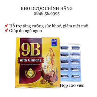 VITAMIN 9B with Ginseng USA hộp 100 viên nang mềm -Giúp bồi bổ sức khỏe, tăng cường miễn dịch, kích thích tiêu hóa