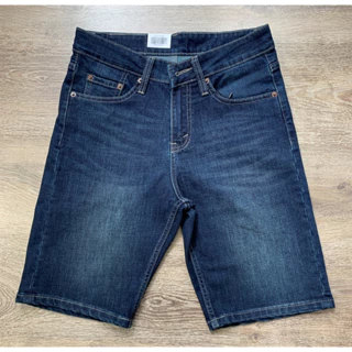 quần short jean nam co giãn màu xanh rêu ống suông Kazata