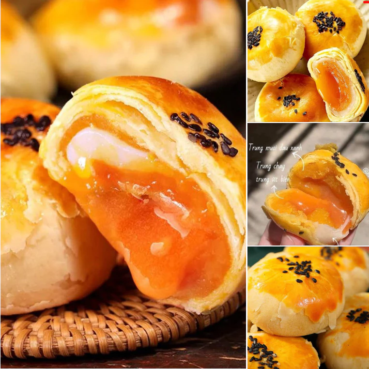 1KG Bánh Trứng Chảy Ngàn Lớp Nhân Trứng Muối Tan Chảy, Bánh Trứng Chảy Đài Loan, đồ ăn vặt Nội Địa