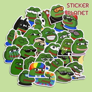 Sticker meme ếch hài hước trang trí mũ bảo hiểm, laptop, điện thoại, đàn, ván trượt