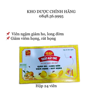 Viên ngậm QUẤT MẬT ONG hộp 24 viên - Giảm ho, long đờm, giảm viêm họng, rát họng