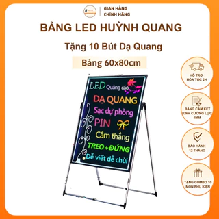 Bảng Led Huỳnh Quang, Bảng Viết Dạ Quang 60x80cm ( Tặng kèm Combo 10 món phụ Kiện )