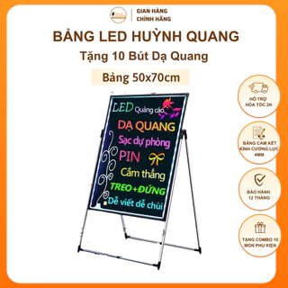 Bảng Led Huỳnh Quang, Bảng Viết Dạ Quang 50x70cm ( Tặng kèm chân giá + bút + Điều khiển + khăn lau)