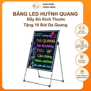 Bảng Led Huỳnh Quang, Bảng Viết Dạ Quang 60x80cm, 50x70cm, 40x60cm ( Tặng kèm combo 10 món phụ kiện)
