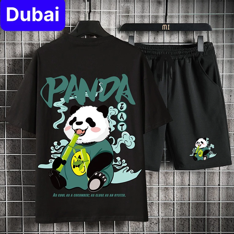 BỘ THỂ THAO NAM GẤU TRÚC PANDA, ĐỒ BỘ QUẦN ÁO MÙA HÈ CỘC TAY VẢI ĐẸP SANG CHẢNH NEW - DUBAI FASHION